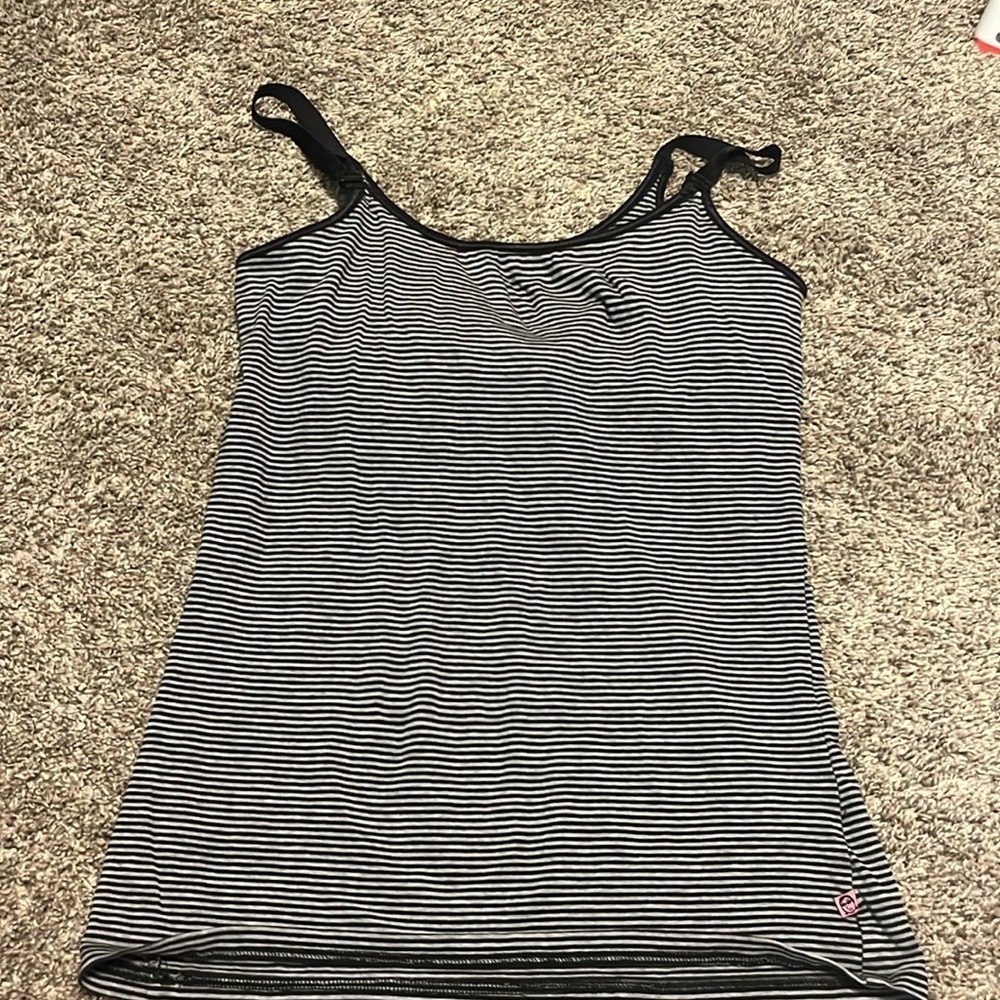 Glamourmom‎ Black & Gray Nursing Tank with Built In Bra Medium